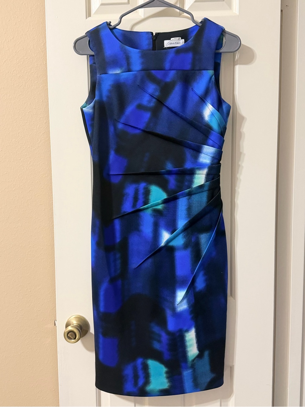 Sz 6 Calvin Klein Blue Sheath Dress